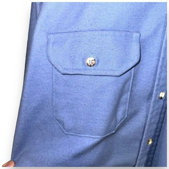 60s Dunn’s Sky Blue Made in USA Chamois Flannel Sport Shirt L - Picture 3 of 9